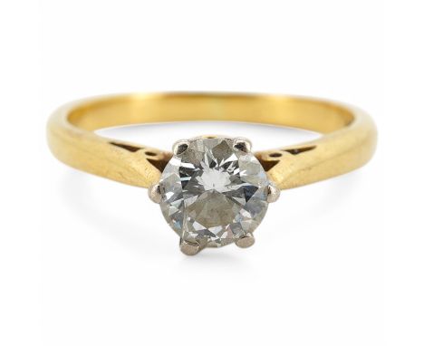 A solitaire diamond ring, claw-set with a brilliant-cut diamond weighing approximately 0.50 carats, mounted in 18ct gold, siz