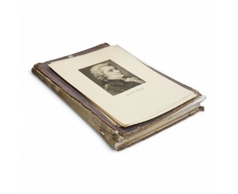 ° ° A 19th century book of architectural plates, together with a set of prints, composers to include Mozart and Beethoven. Co