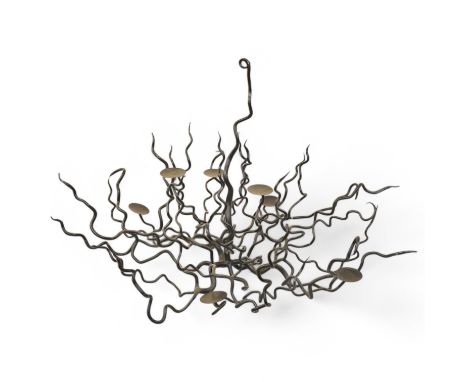 A contemporary wrought iron candle stand / chandelier, 74cm across. Condition - good