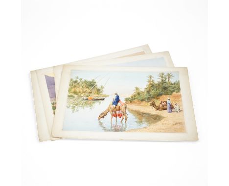 Charles Thomas Howard (1865-1942), a set of six original watercolours for postcard designs, Middle Eastern and Orientalist sc