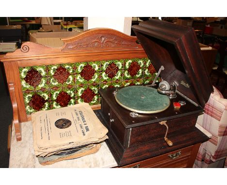 An Edison Bell gramophone record player, and a collection of gramophone records