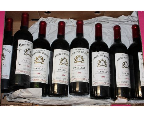 Eight bottles of Chateau Grand-Puy Ducasse Pauillac 1998 red Bordeaux wine