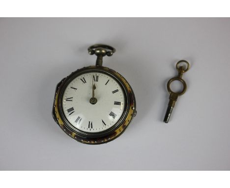 An 18th century silver and turtle shell pair-cased pocket watch the fusee movement signed Thomas Kirby, the silver case stamp