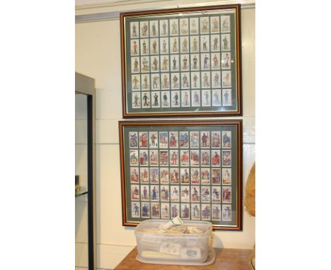 Two framed Players cigarette card sets, Uniforms of the Territorial Army and History of Naval Dress, together with various lo