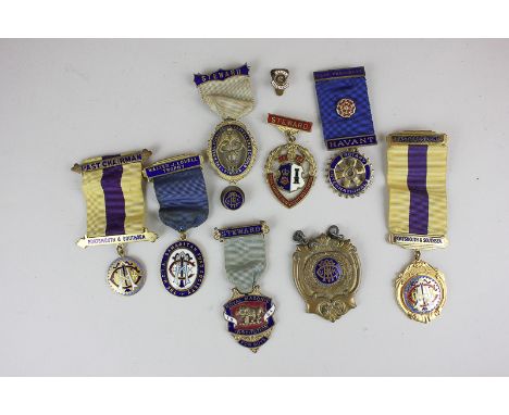 A silver Havant Rotary International medal, together with seven gilt brass Masonic medals and two pin badges