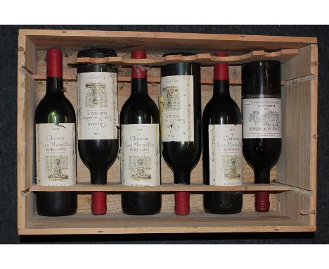 Five bottles of Chateau Les Murailles 1999 red Bordeaux wine, and a bottle of Chateau Gabard 1998 red Bordeaux wine