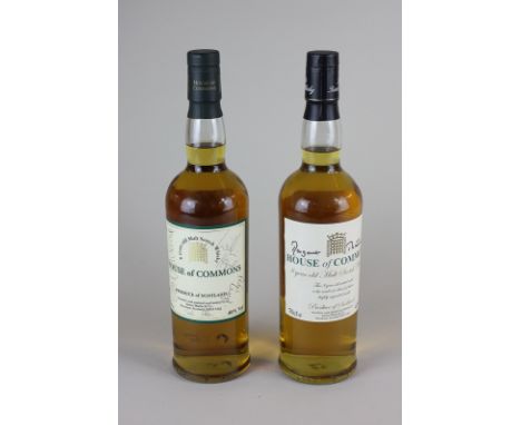 A 70cl bottle of House of Commons 8 year old malt Scotch whisky, the label signed by Margaret Thatcher, together with another