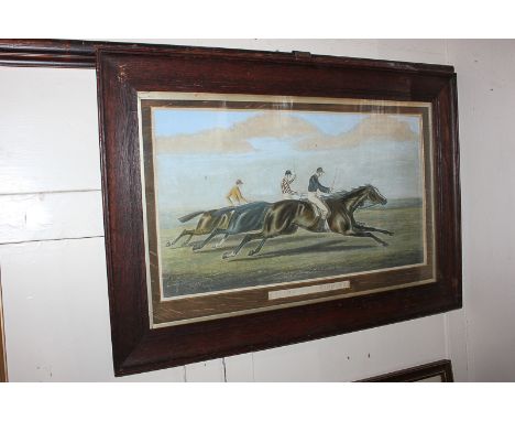 After Laporte, horseracing scene, Racing - Winning, coloured engraving, published by A J Isaacs, March 1860, 34.5cm by 57cm, 