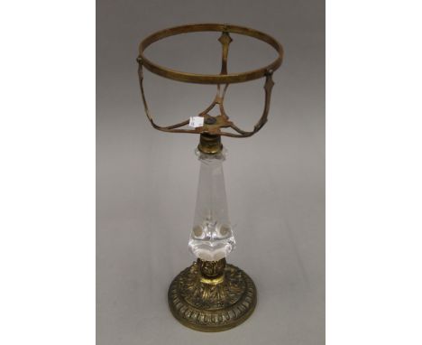 A Victorian ormolu mounted glass oil lamp base.