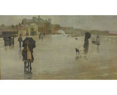 NORMAN GARSTIN, Newlyn, print, framed and glazed. 75 x 42.5 cm.