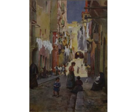 A Continental Street Scene, print, framed and glazed. 15 x 21 cm.