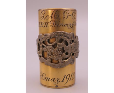 A walking stick band inscribed GMG-C from HRH Princess Frederica Xmas 1913.   4 cm high, inner band 18 mm.