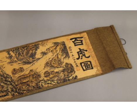 A Chinese tiger scroll. 29.5 cm wide.