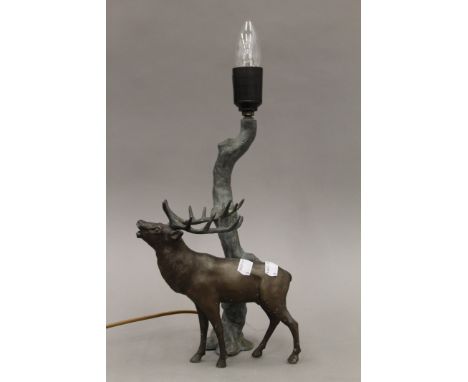 A table lamp formed as a deer. 44 cm high overall.