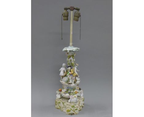 A Meissen style lamp. 71 cm high overall.