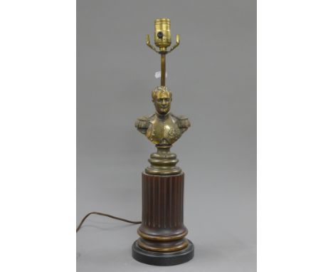 A lamp mounted with a bust of Napoleon. 49 cm high.