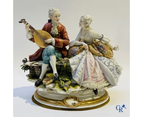 Porcelain: Capodimonte: Luciano Cazzalo. Exceptional group in Italian porcelain with lace. lace porcelain. Signed L. Cazzola.