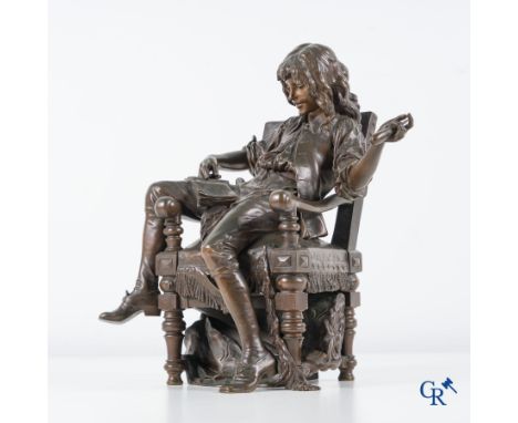 Adrien Etienne Gaudez (after) Bronze statue "Jean-Baptiste Poquelin, called Molière" as a child. Susse frères fonderie. Model