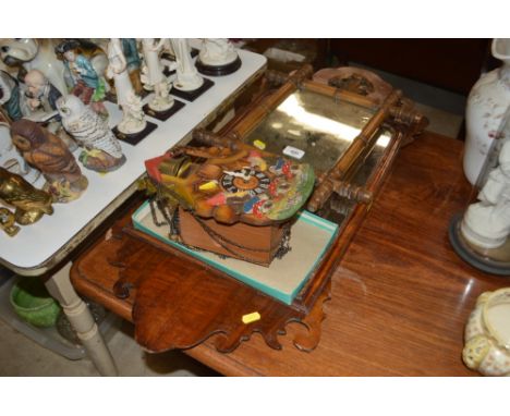 A painted cuckoo clock and two mirrors 