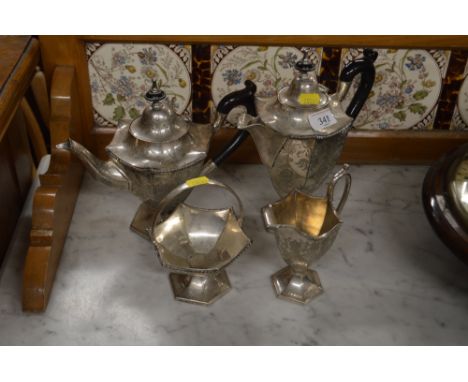 A silver plated four piece teaset