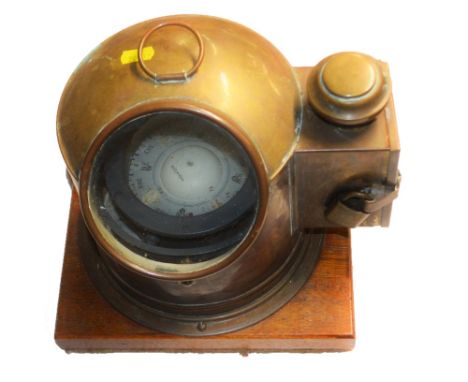 A ships brass cased binnacle compass