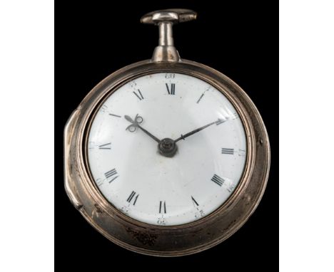 Michael Padbury, Chertsey a silver pair cased pocket watch: the timepiece fusee movement having a verge escapement with the p