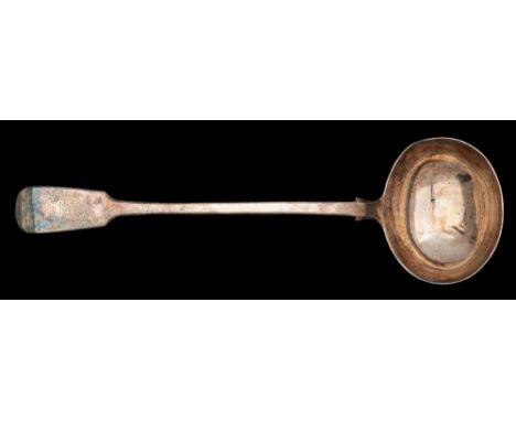 A Victorian silver fiddle pattern soup ladle, maker George Aldwinckle, London, 1848: crested, 262gms, 8.42ozs.