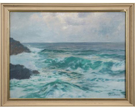Julius Olsson [1864-1942]-Seascape,:- signed, oil on canvas, 44 x 60cm