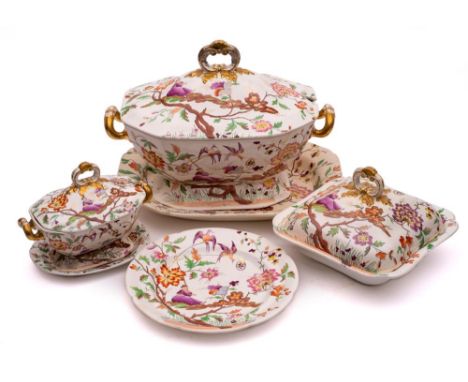 A Charles Heathcote &amp; Co. pottery dinner service: in the Cambria pattern transfer decorated and enamelled with a seated C