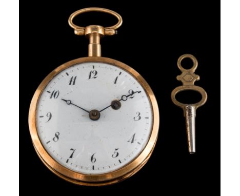 Sophie de Hardenbroeh. A late 18th century gold cased repeat pocket watch: the circular white enamel dial 37mm diameter with 
