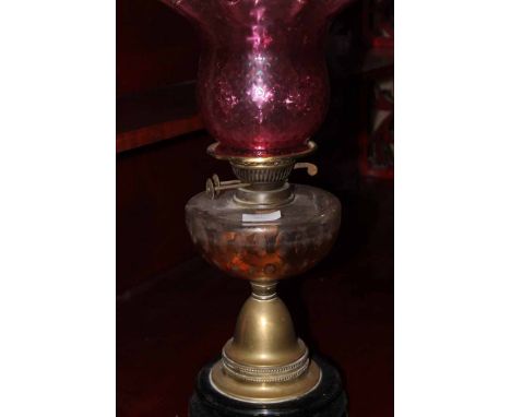 VICTORIAN OIL LAMP TOGETHER WITH ONE OTHER