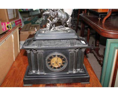 BLACK SLATE MANTEL CLOCK