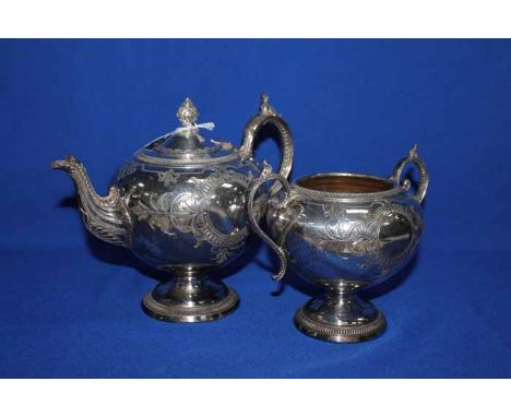 VICTORIAN SILVER PLATED FOUR PIECE TEA SERVICE