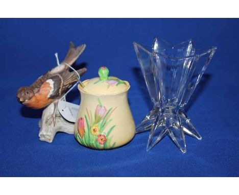 LOT OF MIXED COLLECTABLESincluding a Goebel songbird figure, two German Nachtmann crystal vases, a Carlton ware jam jar, a ro