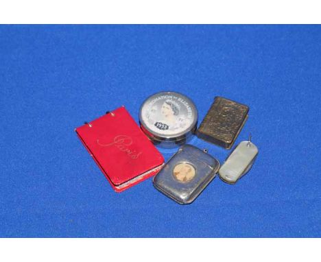 ART DECO OAK CASED MANTEL CLOCK AND A KAISER CARRIAGE CLOCK along with card case and other collectables 