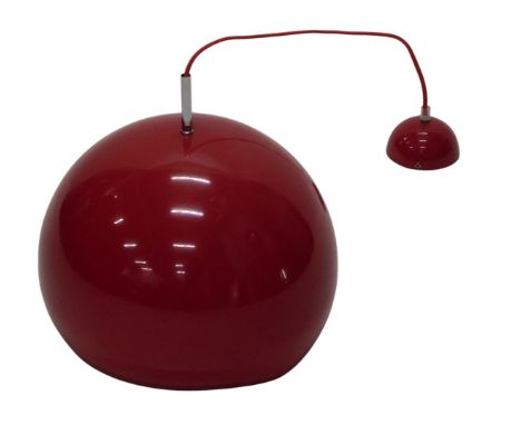 A 1970s style retro green coloured metal ceiling light, the label stamped Maison, 30cm diameter.
