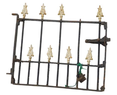A 19thC wrought and cast iron gate, with tapering finials, 80cm high, 89cm wide.