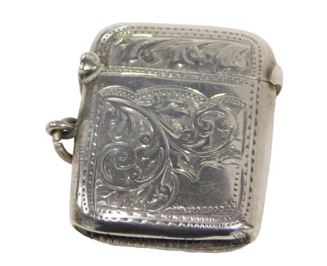 An Edward VII silver match case, with chased engine engraved decoration, Birmingham 1903, 0.60oz.
