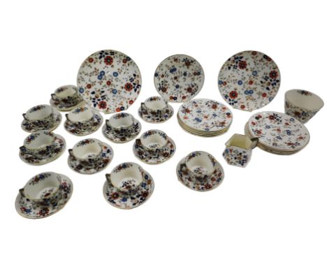 A Ridgeways Persia pattern part tea service, decorated in Imari coloured flowers, to include milk jug, sugar bowl, and variou