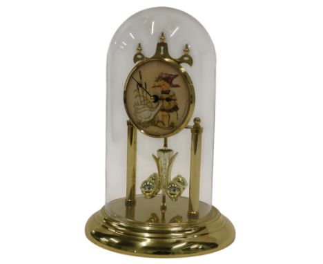 A Goebel Hummel anniversary clock, the dial decorated with a young girl with geese, Perspex dome, 30cm high.