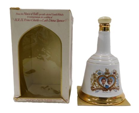 A Bell's ceramic whisky decanter, to commemorate the wedding of HRH Prince Charles and Lady Diana Spencer, boxed, with conten