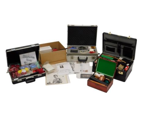 A quantity of magician's magic tricks, various types in carrying cases, etc. (5 boxes)