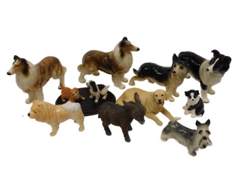 Various ceramic and other dogs, to include Country Artist, Leonardo Collection, Coopercraft, and a model of a donkey. (1 tray