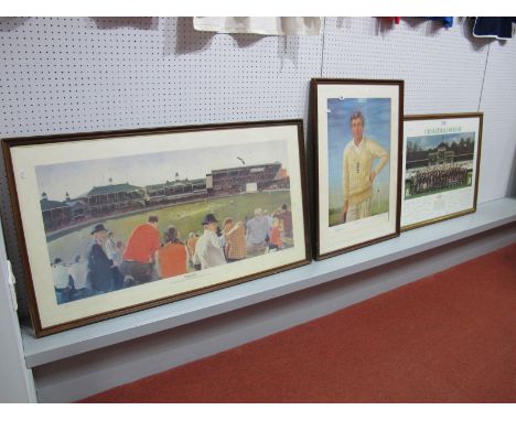 Cricket - Theodore Ramos Limited Edition Colour Print, 12 of 500, of Mike Brearley, signed by artist and former England capta