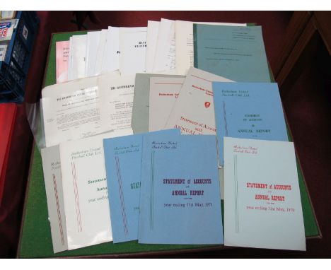Rotherham United Annual Reports and Statement of Accounts, 1970, 71, 72, 73, 74, 76, 77, 78 and other later share  applicatio