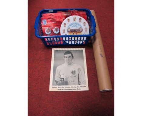 SIxty Four England 2010 Fridge Magnets, in packs of four, Legends of 66 teapot stand, Gordon Banks print and Geoff Hurst sign