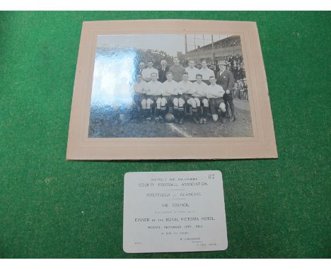 Football - 1923 Sheffield v Glasgow at Hillborough Pre Match Photograph, of the Sheffield team 15 x 20cm. Together with dinne