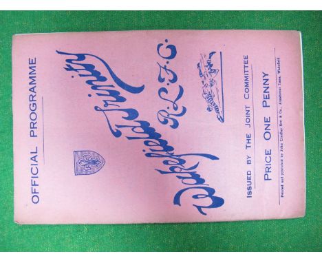 Wakefield Trinity 1933-4 Programme, v. Wigan dated February 10th 1934, (cover loose pin hole, slight rusty staple).