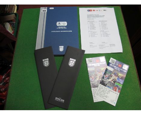 2016 FA Cup Final Crystal Palace v Manchester United, special hardback Limited Edition 389 or 500 programme, issued to F.A me