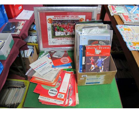 Manchester United Programmes, Champions League finals, big match, aways etc:- One Box and 1999 celebration print. 
